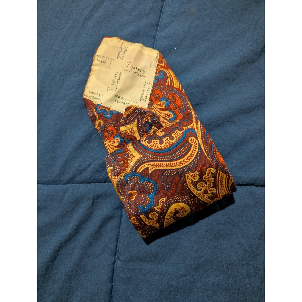 Liberty of London Mens Silk Paisley Tie Burgundy Blue Gold 59x4 USA Vintage‎